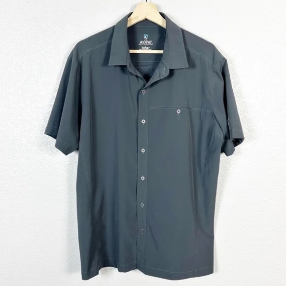 Kuhl Men’s Renegade Short Sleeve Button Down Skirt in Carbon Grey Size Large - Picture 2 of 10